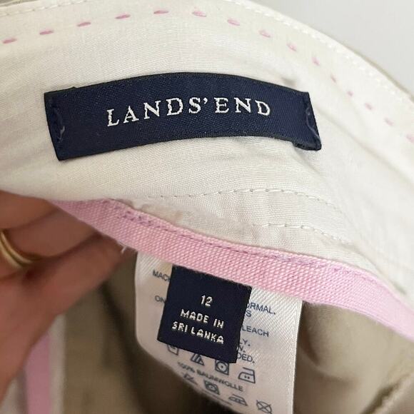 Lands’ End Women’s Khaki Mini Skirt 12 Tan Cargo 100% Cotton Above Knee Classic - Picture 6 of 9